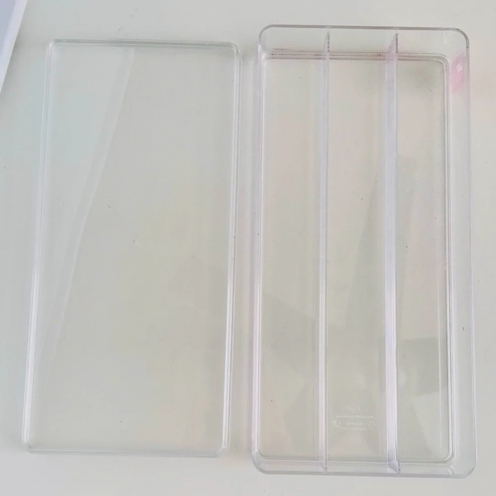 BoxBox Clear Acrylic Long 3 Compartment Makeup Jewelry Organizer Box w Lid! 11”
